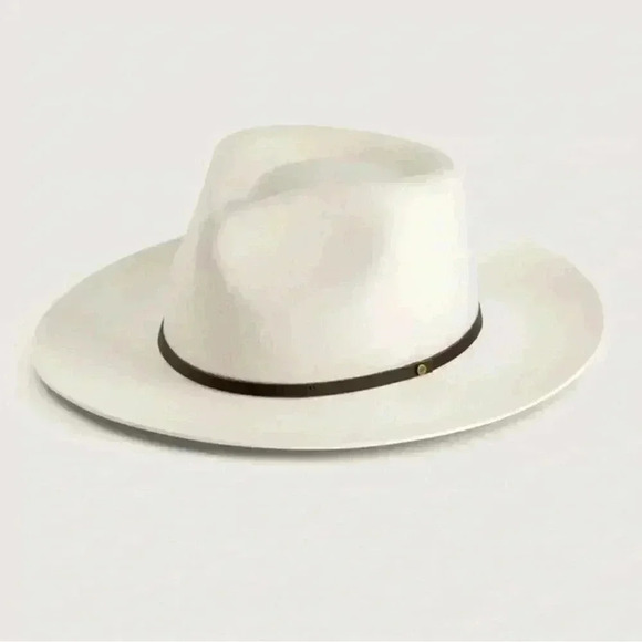 Will+Bear Cooper Bone | White Upturned Fedora Unisex 100 % aus Wool Hat - Picture 1 of 8